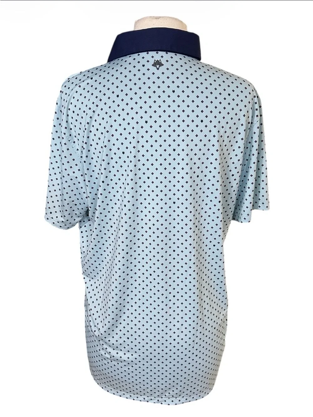 Greyson polo mens M blue all over print lighweight moisture wicking Tetherow